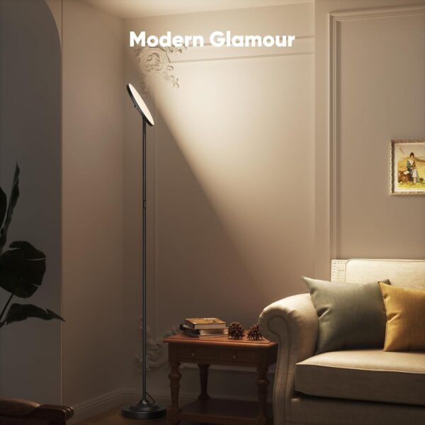 36W LED Floor Lamp, Super Bright Standing Lamp, Modern Stepless Dimmable Torchiere Tall Lamp with Remote Control, 350°Rotating Head Reading Floor Lamp for Living Room, Bedroom, Office