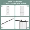 JUBEST Glass Barn Door 42in x 84in, Reeded Glass Carbon Steel Pre-Drilled Frame Sliding Barn Door Panel with 7FT Hardware Kit and Soft Close