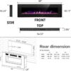 R.W.FLAME 60" Recessed and Wall Mounted Electric Fireplace, Low Noise, Fit for 2 x 6 Stud, Remote Control with Timer, Touch Screen, Adjustable Flame Color and Speed, 750-1500W