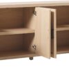 Walker Edison Modern 70" Reeded Sideboard, Credenza with Doors for Kitchen, Dining Room, Media and Game Storage, Buffet Cabinet with Cord Management, 16" D X 30" H, Coastal Oak