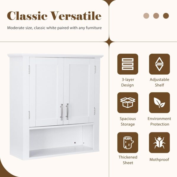 61Aui2nKXOL._AC_SL1500_.jpg Bathroom Wall Cabinet Over The Toilet with 2 Doors and 3 Adjustable Shelves, Wall Mounted Bathroom Storage Medicine Cabinet for Bathroom, Living Room, Kitchen, White