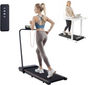VEVOR Walking Pad with Handle Bar, Under Desk Treadmill for Home Office, 2.5HP Walking Jogging Running Machine, Speed 6.2-7.6MPH Folding Treadmill, with Remote Control and LED Display