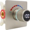 Shower Valve with Digital Temperature Display, Solid Brass Shower Diverter Valve Kit - Concealed In-wall Mounting Shower Body Jets Individual Control Diverter, Brushed Nickel