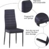 Round Tempered Glass Dining Table Set for 4, 5-Piece Modern Kitchen Table Set with 4 Upholstered Chair for Kitchen Dining Room (Deep Black)