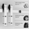 SmartStandard 38 x 84 inch Glass Barn Door with 6.6FT Brushed Nickel Sliding Hardware Kit & Handle, Pre-Drilled Ready to Assemble, Waterproof PVC Coating, White, 5-Panel Glass
