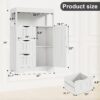 YESHOMY Bathroom Storage Cabinet Freestanding Floor Cupboard with 1 Door and 3 Drawers for Kitchen, Living Room, White