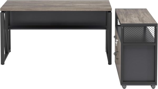 Tribesigns Office Computer Desk with Cabinet Sets,55 inches Executive Desk with Mobile File Cabinet Drawers Shelves for Home Office Furniture (1 Desk + 1 Cabinet)