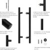 Door Pull Handles 24inch Pull Solid Standoffs Heavy-Duty Commercial Grade-304 Stainless Steel Modern Commercial Interior Exterior Door Pull Push Two Side Glass Door Barn Door Handle（Black）