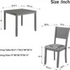 Dining Table Sets, 5-Piece Kitchen Table & Chair Sets with 34.5'' Square Wooden Dining Table & Four Upholstered Wide Backrest Chairs, Wooden Dining Table Set for Dining Room, Gray