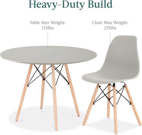 Best Choice Products 5-Piece Dining Set, Compact Mid-Century Modern Table & Chair Set for Home, Apartment w/ 4 Chairs, Plastic Seats, Wooden Legs, Metal Frame - Brown/Gray