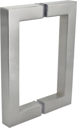 Shower Door Handle 6 inch Center-to-Center Square in Brushed Nickel Back to Back, for Frameless Glass Shower Door, Easy to Install, Stainless Steel, Modern Bathroom Hardware