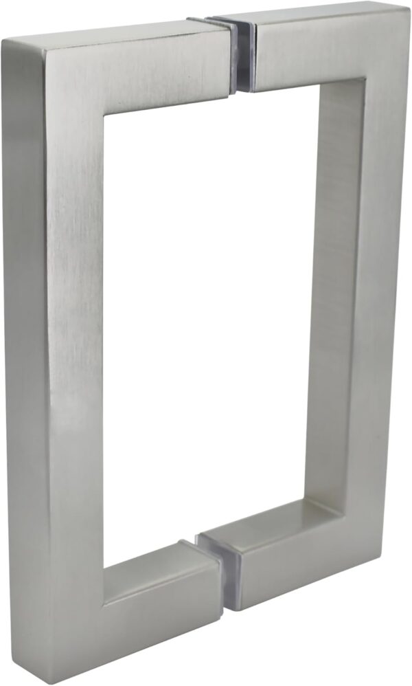 Shower Door Handle 6 inch Center-to-Center Square in Brushed Nickel Back to Back, for Frameless Glass Shower Door, Easy to Install, Stainless Steel, Modern Bathroom Hardware