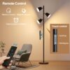 2025 New LED Tree Floor Lamp, 36W Dimmable 2500 LM Modern Standing Lamp with Remote & Touch Control, 4 Color Temperatures, 3 Rotatable LED Light Floor Lamps for Living Room Bedroom Office-Matte Black