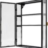 3-Tier Wall Mounted Storage Cabinet with Adjustable Shelf,Carbon Steel Double Door Wall Cabinet for Office, Dining Room,Living Room, Kitchen and Bathroom,Black