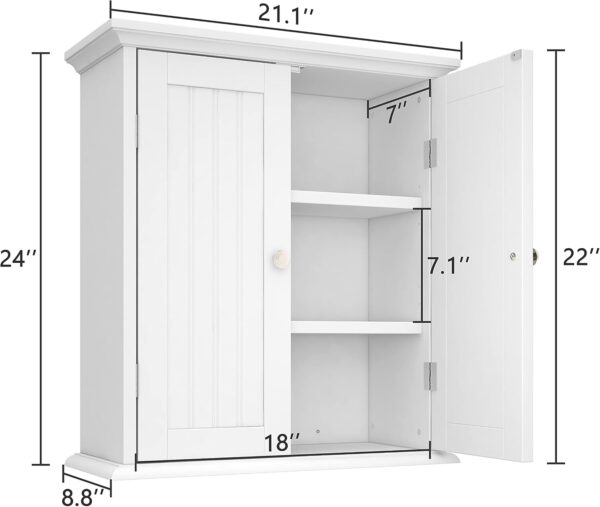ChooChoo Bathroom Wall Cabinet, Over The Toilet Space Saver Storage Cabinet, Medicine Cabinet with 2 Door and Adjustable Shelves, Cupboard