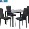 FDW Dining Table Set Glass Dining Room Table Set for Small Spaces Kitchen Table and Chairs for 4 Table with Chairs Home Furniture Rectangular Modern (Black Glass)