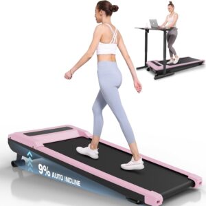 ANCHEER Walking Pad Treadmill with 9% Auto Incline, 4 in 1 Under Desk Treadmill with Remote Control, 2.5HP Walking Treadmill for Home Office, LCD Display/300LBS Weight Capacity/8 Adjustable Slopes