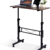 Standing Desk Adjustable Height, Mobile Stand Up Desk with Wheels Small Computer Desk Rolling Desk, Portable Laptop Desk Rustic Standing Table Sit Stand Home Office Desks 16"x31.5" Height 27"-43.5"