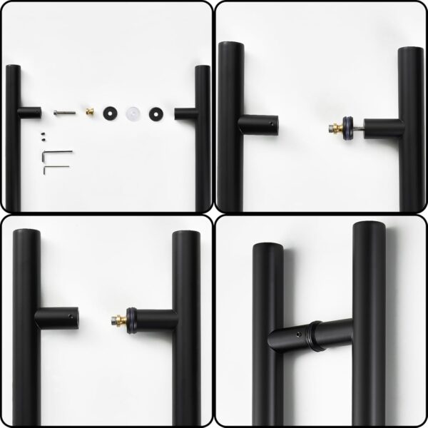 Door Pull Handles 24inch Pull Solid Standoffs Heavy-Duty Commercial Grade-304 Stainless Steel Modern Commercial Interior Exterior Door Pull Push Two Side Glass Door Barn Door Handle（Black）