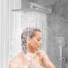 Gabrylly Shower System with Tub Spout, Wall Mounted Tub Shower Faucet Set for Bathroom with High Pressure 10" Rain Shower head and 3-Setting Handheld Shower Head Set,Brushed Nickel