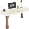 Tribesigns Executive Desk, 71" W x 35" D Large Office Desk, Modern Computer Desk Conference Table Meeting Room Table, Business Furniture for Home Office, Cream White and Walnut