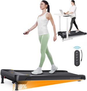 UREVO Under Desk Treadmill for Office Under Desk, Walking Pad 2 in 1 for Home/Office, Portable Walking Pad Treadmill with Remote Control, LED Display