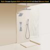 AYIVG Thermostat Shower System Brushed Nickel Rain Shower System With 12 Inch and 8 Inch Shower Head Temperature Display Bathroom Shower System Dual Rainfall Shower Head System