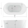 FerdY Luzon 55" Acrylic Freestanding Bathtub, Ergonomic Lightweight Classic Oval Soaking Bathtub with Brushed Nickel Drain, Minimalist Linear Design Overflow, Modern White
