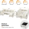 VINGLI 131.6"/108" Cream White Chenille Oversized Modular Sectional Sofa with Storage and USB Chargers, Comfy Sectional Sofa with 6 Seats, 6 Pieces Modern Couch Convertible Sleeper Bed for Living Room