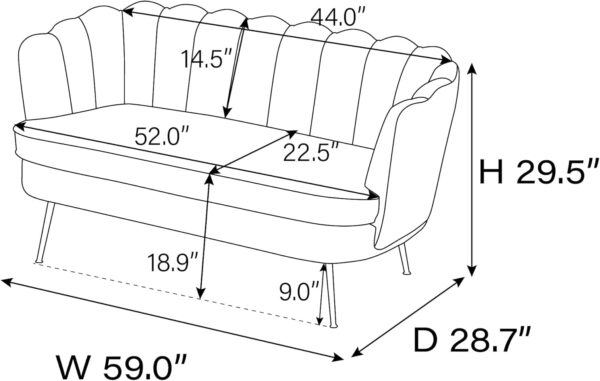59" Wide Modern Boucle Loveseat Small Sofa Small Mini Room Couch 2-Seater Sofa with Gold Metal Legs for Small Space Office Studio Apartment Bedroom (Green)