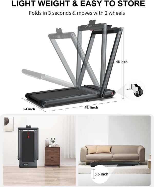 Walking Treadmill - Treadmills for Home & Office - Portable Treadmill with Remote Control, LED Display, 265 LB Capacity, Space-Saving Compact Treadmill for Walking, Jogging, and Running