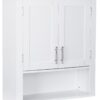 61MJ2J5K-ZL._AC_SL1500_.jpg Bathroom Wall Cabinet Over The Toilet with 2 Doors and 3 Adjustable Shelves, Wall Mounted Bathroom Storage Medicine Cabinet for Bathroom, Living Room, Kitchen, White