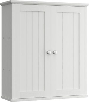 Shintenchi Bathroom Wall Mounted Cabinet,Medicine Cabinet with 2 Door, Bathroom Storage Cabinet Over The Toilet,Space Saving Storage Cabinet with 3-Tier Shelves,White