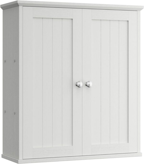 Shintenchi Bathroom Wall Mounted Cabinet,Medicine Cabinet with 2 Door, Bathroom Storage Cabinet Over The Toilet,Space Saving Storage Cabinet with 3-Tier Shelves,White