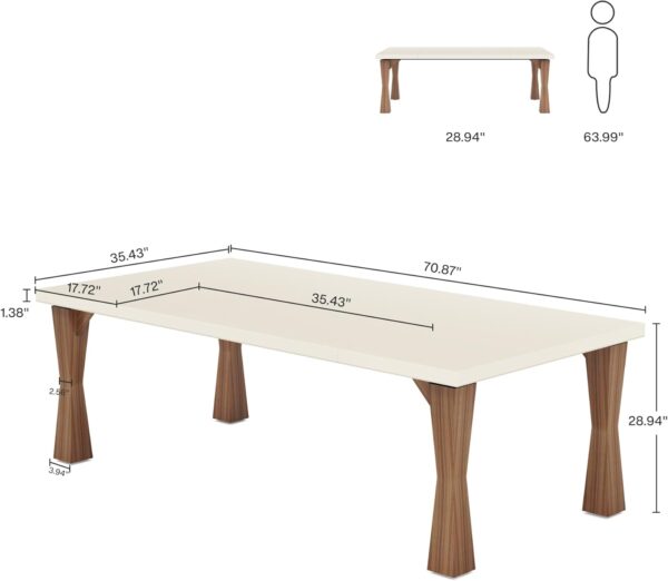 Tribesigns Executive Desk, 71" W x 35" D Large Office Desk, Modern Computer Desk Conference Table Meeting Room Table, Business Furniture for Home Office, Cream White and Walnut