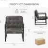 COLAMY Accent Chairs Set of 2, Modern Accent Arm Chairs for Living Room, Comfy Leather Armchairs with Metal Legs for Bedroom Reception Room, Grey