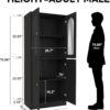 71" Tall Kitchen Pantry Cabinet, Kitchen Storage Cabinet with Glass Doors and Adjustable Shelves, Wood Food Pantry Cabinet, Freestanding Cupboard for Kitchen, Dining Room, Black