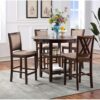 New Classic Furniture Amy 5-Piece Counter Dining Table Set, Cherry Brown