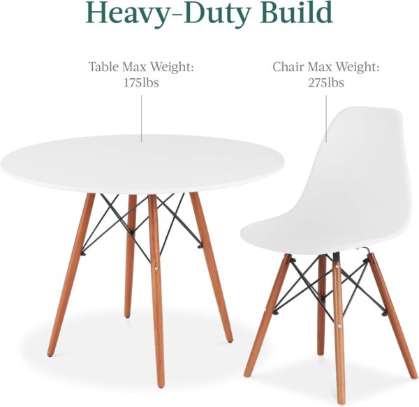 Best Choice Products 5-Piece Dining Set, Compact Mid-Century Modern Table & Chair Set for Home, Apartment w/ 4 Chairs, Plastic Seats, Wooden Legs, Metal Frame - Brown/White