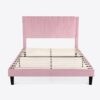SHA CERLIN Full Bed Frame/Velvet Upholstered Platform Bed Frame with Headboard/Strong Wood Slats Support/Mattress Foundation/No Box Spring Needed - Pink
