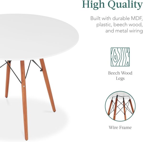 Best Choice Products 5-Piece Dining Set, Compact Mid-Century Modern Table & Chair Set for Home, Apartment w/ 4 Chairs, Plastic Seats, Wooden Legs, Metal Frame - Brown/White
