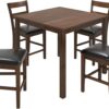 AMERLIFE Solid Wood 5-Piece Dining Table Set, Mid Century Modern Dining Table W/ 4 Chairs, Chairs with Curved Backrests & PU Cushioned, Space Saving Table & Chairs, Black/Walnut