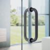 Ranbo C-Shaped 6" Back-to-Back Frameless Glass Shower Door Push Pull Handle, Fits 8-12mm(5/16"-1/2") Glass Doors,6" Mounting Hole Distance,304 Stainless Steel,Matte Black,for Bathroom, Sauna, Spa