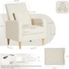 COLAMY Modern Upholstered Accent Chair Armchair with Pillow, Fabric Reading Living Room Side Chair,Single Sofa with Lounge Seat and Wood Legs, Beige