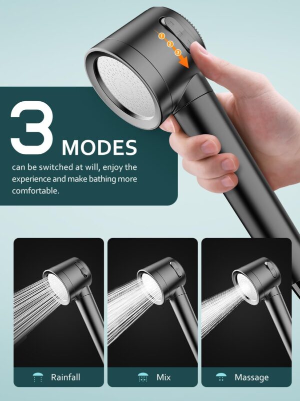 High Pressure Shower Head, Filtered Shower Head with Handheld, Detachable Shower Head Showerhead with Filters for Hard Water - 60" Hose, Bracket Remove Chlorine