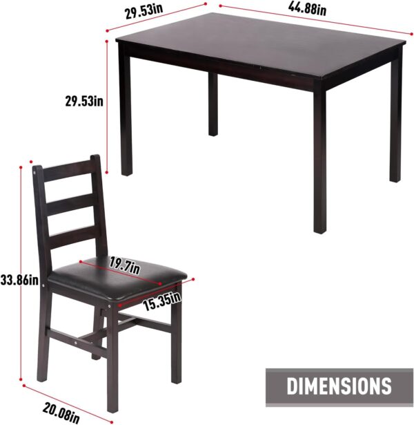 FDW Kitchen Table and Chairs for 4 Dining Room Table Set,Wood Elegant Kitchen Sets for Small Space,Dark Brown