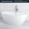 FerdY Naha 67" Acrylic Freestanding Bathtub, Curve Edge Freestanding Soaking Bathtub, Glossy White, cUPC Certified, Toe-Tap Chrome Drain & Overflow Assembly Included, 02588