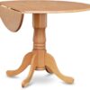 East West Furniture Dublin 5 Piece Kitchen Set Includes a Round Dining Room Table with Dropleaf and 4 Linen Fabric Upholstered Chairs, 42x42 Inch, DLVA5-OAK-C