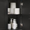 SoBuy Wall Cabinet Laundry Room, Medicine Cabinet for Bathroom Kitchen Garage, 3 Doors Wall Storage Cabinet with Adjustable Shelf, Black FRG231-L-SCH