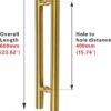 24-inch/304 Stainless Steel Sliding Barn Door Handle, H-Shaped Commercial Push-Pull Glass Long Door Handle Double-Sided，Modern Shower Door Handle,Gold (Gold, 24inch/60cm)